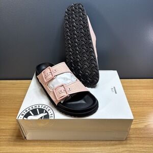 NEW Birkenstock‎ 1774 Arizona Raffia Sandal Shoes EU 39 Narrow Chintz Rose Pink